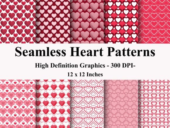 10 Valentine Heart Seamless Patterns for Creative Projects