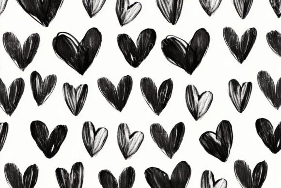Artistic Black and White Heart Patterns: A Timeless Design Tool for Creative and Commercial Use