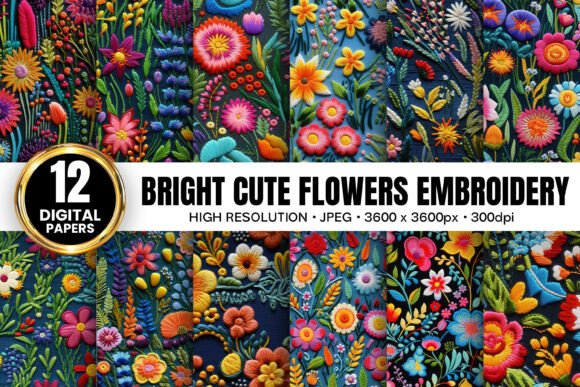 Bright Cute Flowers Embroidery Patterns: A Versatile Digital Design Collection