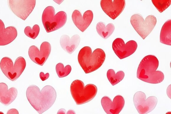 Colorful Heart Patterns on White: A Vibrant Design Choice for Creative Projects