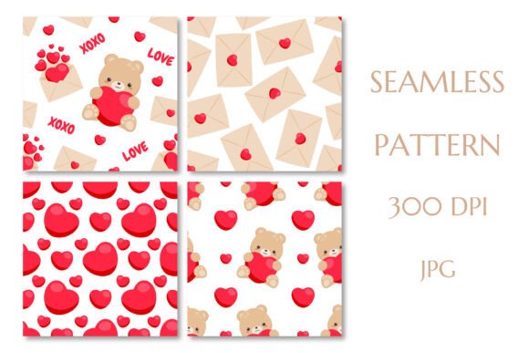Cute Patterns with Teddy Bear and Hearts: A Versatile Design for Love and Creativity