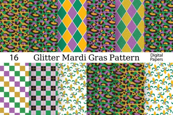 Glitter Mardi Gras Patterns Sublimation