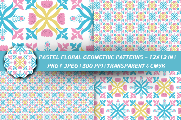 Pastel Floral Geometric Patterns for Creative Projects