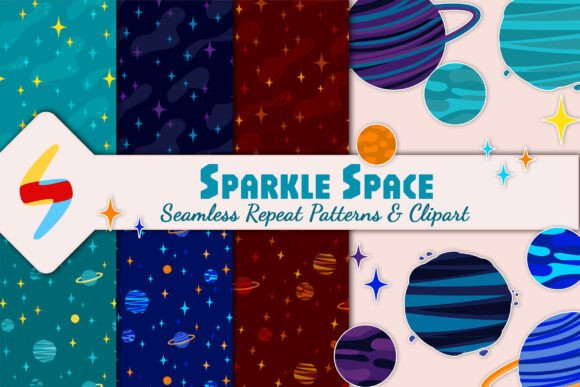Sparkle Space Patterns Clipart Set: A Celestial Design Resource