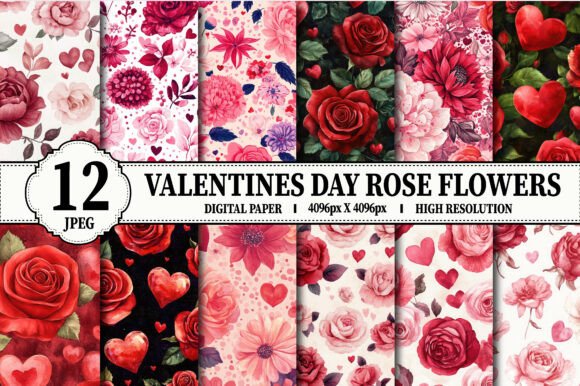Valentines Day Patterns Hearts Roses